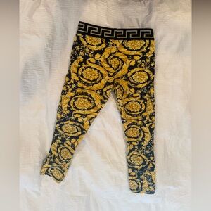 Girls Black & Gold Versace Barocco Print Leggings original worn 1 time. Stylish